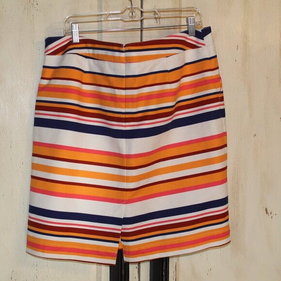 Merona multicolor horizontal striped skirt knee length zip closure w/ pockets 16 - Picture 5 of 7